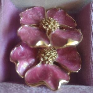 Elegant Pink and Gold Floral Earrings